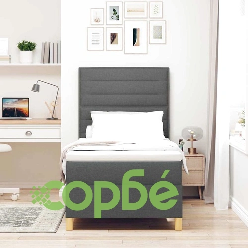Легло с пружинирана основа и матрак тъмносиво 100x200 см текстил с LED осветление ➤ топ цена ➤ sorbe.bg