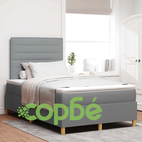 Легло с пружинирана основа и LED осветление 120x190 см светлосиво текстил ➤ топ цена ➤ sorbe.bg