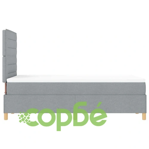 Легло с пружинирана основа и LED осветление 120x190 см светлосиво текстил ➤ топ цена ➤ sorbe.bg