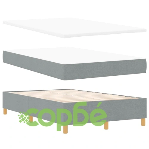 Легло с пружинирана основа и LED осветление 120x190 см светлосиво текстил ➤ топ цена ➤ sorbe.bg