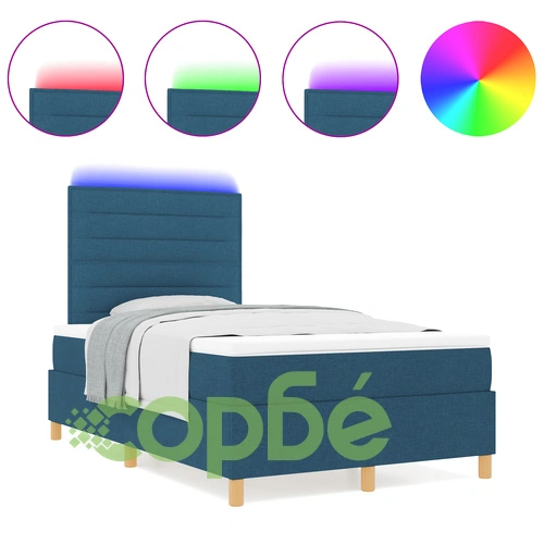 Кутия за пружини с матрак и LED осветление 120x190 см, синя тъкан ➤ топ цена ➤ sorbe.bg
