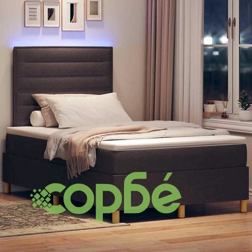 Легло с пружинирана основа и матрак с LED осветление тъмнокафяв 120x200 см текстил ➤ топ цена ➤ sorbe.bg