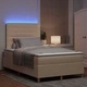 Легло с пружинирана основа и матрак крем 120x200 см текстил с LED осветление