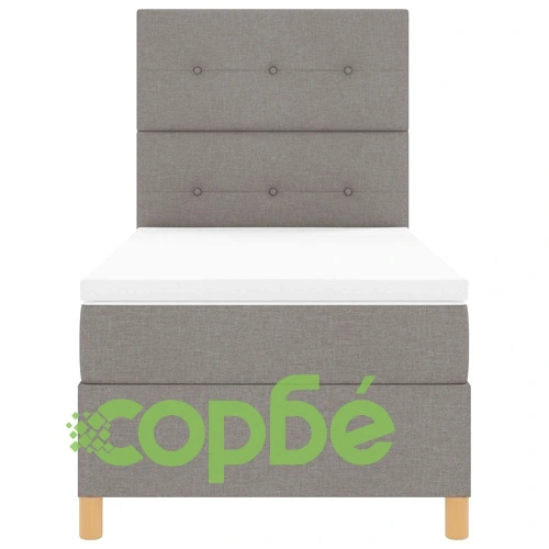 Легло с пружинирана основа и матрак Таупе 90x200 см текстил с LED осветление ➤ топ цена ➤ sorbe.bg