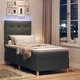 Легло с пружинирана основа и матрак тъмносиво 100x200 см текстил с LED осветление