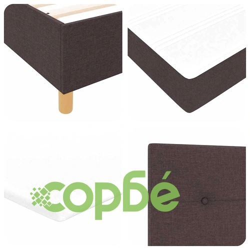 Легло с пружинирана основа и матрак с LED осветление тъмнокафяв 100x200 см текстил ➤ топ цена ➤ sorbe.bg