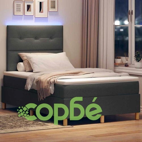 Легло с пружинирана основа и матрак с LED осветление тъмносив 120x200 см текстил ➤ топ цена ➤ sorbe.bg
