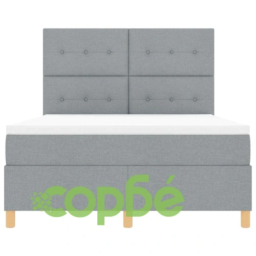 Легло с пружинирана основа и LED осветление светлосиво 140x190 см текстил ➤ топ цена ➤ sorbe.bg