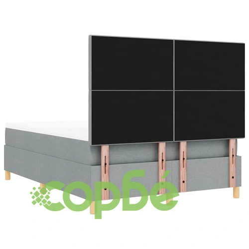 Легло с пружинирана основа и LED осветление светлосиво 140x190 см текстил ➤ топ цена ➤ sorbe.bg