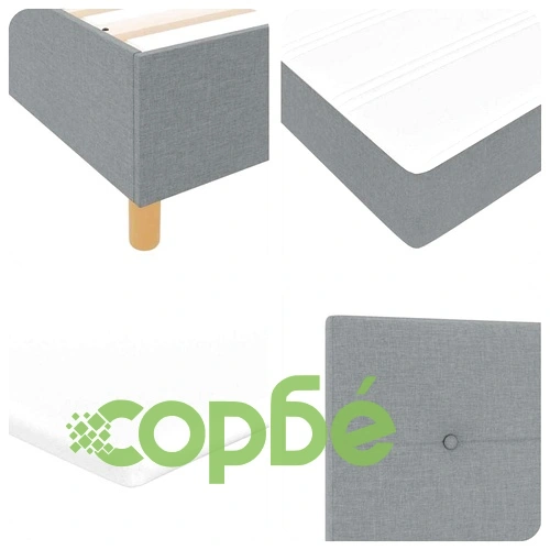 Легло с пружинирана основа и LED осветление светлосиво 140x190 см текстил ➤ топ цена ➤ sorbe.bg