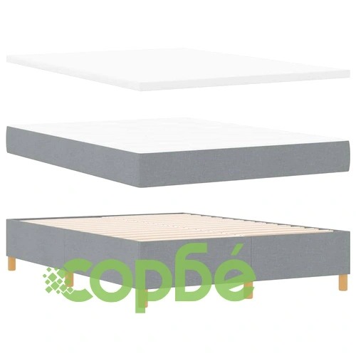 Легло с пружинирана основа и LED осветление светлосиво 140x190 см текстил ➤ топ цена ➤ sorbe.bg