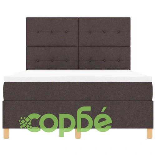 Легло с пружинирана основа и LED осветление тъмнокафяв 140x190 см текстил с матрак ➤ топ цена ➤ sorbe.bg