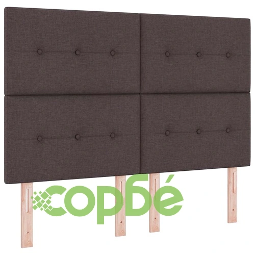 Легло с пружинирана основа и LED осветление тъмнокафяв 140x190 см текстил с матрак ➤ топ цена ➤ sorbe.bg