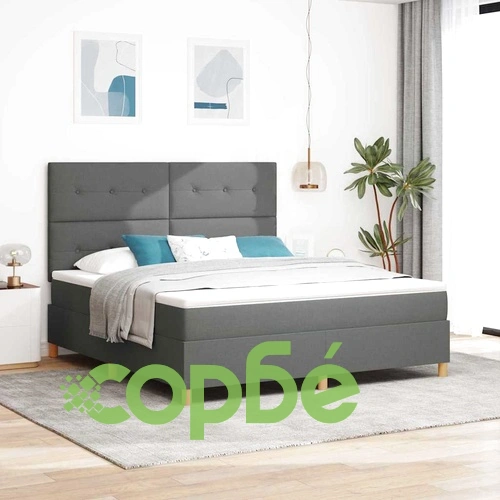 Легло с пружинирана основа и матрак с LED осветление тъмносиво 180x200 см текстил ➤ топ цена ➤ sorbe.bg