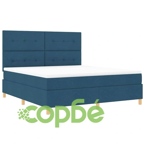 Легло с пружинирана основа и матрак със LED осветление синьо 180x200 см текстил ➤ топ цена ➤ sorbe.bg