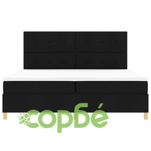 Легло с пружинирана основа и матрак черно 200x200 см текстил с LED осветление ➤ топ цена ➤ sorbe.bg