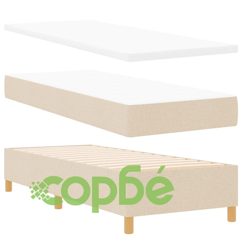 Легло с пружини, матрак и LED осветление, кремава тъкан, 80x200 см ➤ топ цена ➤ sorbe.bg