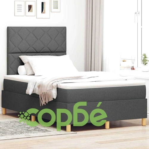 Легло с пружинирана основа и матрак тъмносиво 120x190 см текстил с LED осветление ➤ топ цена ➤ sorbe.bg