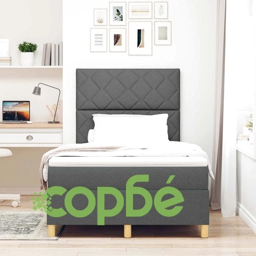 Легло с пружинирана основа и матрак тъмносиво 120x190 см текстил с LED осветление ➤ топ цена ➤ sorbe.bg