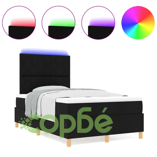 Легло с пружина с матрак и LED осветление 120 x 190 см Черно Тъкан ➤ топ цена ➤ sorbe.bg