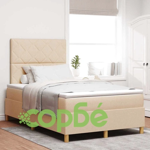 Легло с пружинирана основа и матрак от текстил крем 120x190 см с LED осветление ➤ топ цена ➤ sorbe.bg