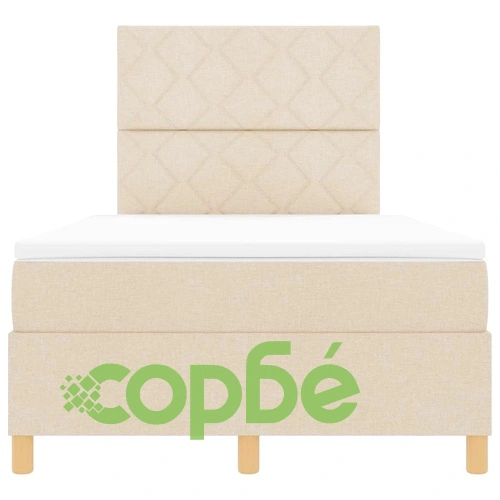 Легло с пружинирана основа и матрак от текстил крем 120x190 см с LED осветление ➤ топ цена ➤ sorbe.bg