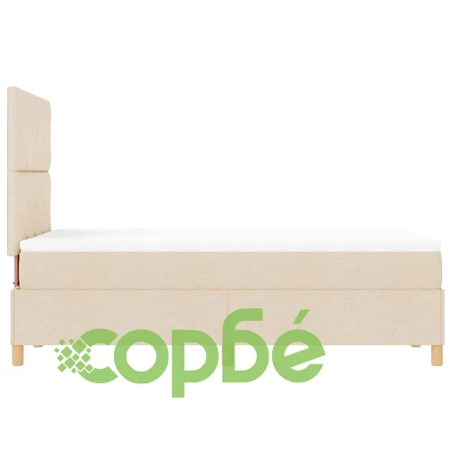 Легло с пружинирана основа и матрак от текстил крем 120x190 см с LED осветление ➤ топ цена ➤ sorbe.bg