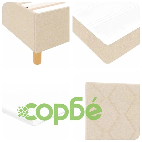 Легло с пружинирана основа и матрак от текстил крем 120x190 см с LED осветление ➤ топ цена ➤ sorbe.bg