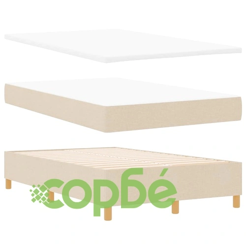 Легло с пружинирана основа и матрак крем 120x200 см текстил с LED ➤ топ цена ➤ sorbe.bg