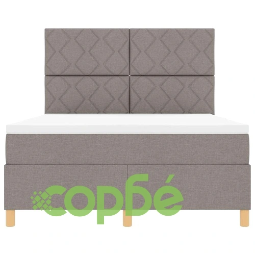 Легло с пружинирана основа и матрак 140x190 см текстил таупе с LED осветление ➤ топ цена ➤ sorbe.bg