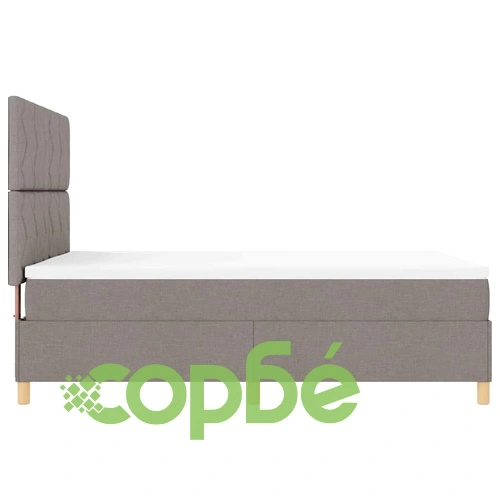 Легло с пружинирана основа и матрак 140x190 см текстил таупе с LED осветление ➤ топ цена ➤ sorbe.bg