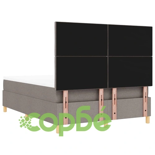 Легло с пружинирана основа и матрак 140x190 см текстил таупе с LED осветление ➤ топ цена ➤ sorbe.bg