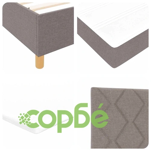 Легло с пружинирана основа и матрак 140x190 см текстил таупе с LED осветление ➤ топ цена ➤ sorbe.bg