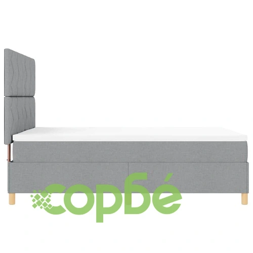 Легло с пружинирана основа и LED осветление светлосиво 140x200 см текстил ➤ топ цена ➤ sorbe.bg
