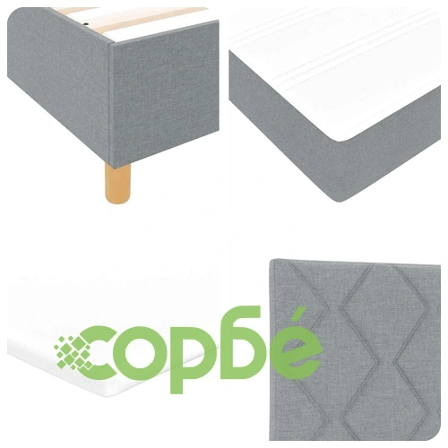 Легло с пружинирана основа и LED осветление светлосиво 140x200 см текстил ➤ топ цена ➤ sorbe.bg