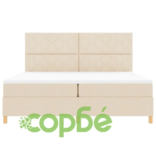 Легло с пружинирана основа и матрак с LED осветление крем 200x200 см текстил ➤ топ цена ➤ sorbe.bg