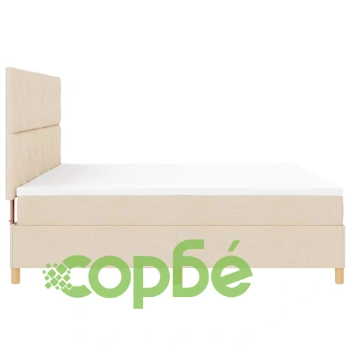 Легло с пружинирана основа и матрак с LED осветление крем 200x200 см текстил ➤ топ цена ➤ sorbe.bg