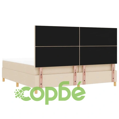 Легло с пружинирана основа и матрак с LED осветление крем 200x200 см текстил ➤ топ цена ➤ sorbe.bg