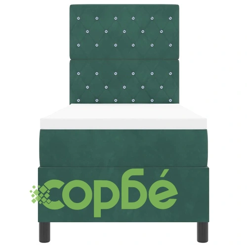 Легло с пружинирана основа и матрак тъмнозелено кадифе 80x200 см с LED осветление ➤ топ цена ➤ sorbe.bg