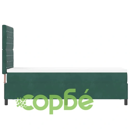 Легло с пружинирана основа и матрак тъмнозелено кадифе 80x200 см с LED осветление ➤ топ цена ➤ sorbe.bg
