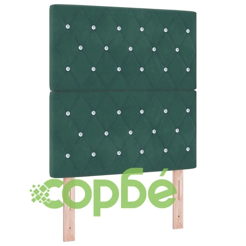 Легло с пружинирана основа и матрак тъмнозелено кадифе 80x200 см с LED осветление ➤ топ цена ➤ sorbe.bg