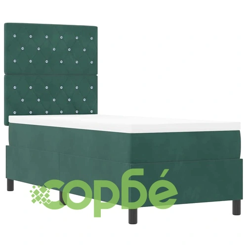 Легло с пружинирана основа и матрак тъмнозелено кадифе 80x200 см с LED осветление ➤ топ цена ➤ sorbe.bg