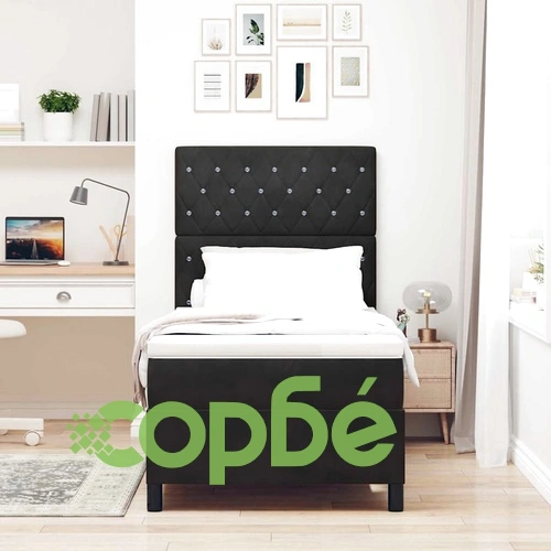 Легло с пружинирана основа и матрак с LED осветление Черно 90x190 см Кадифе ➤ топ цена ➤ sorbe.bg