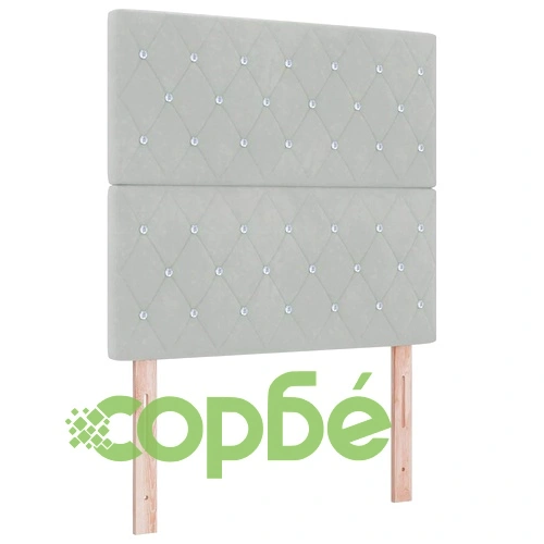 Легло с пружинирана основа и LED осветление светлосиво 100x200 см кадифе ➤ топ цена ➤ sorbe.bg