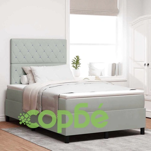 Легло с пружинирана основа и LED осветление светлосиво 120x190 см кадифе ➤ топ цена ➤ sorbe.bg