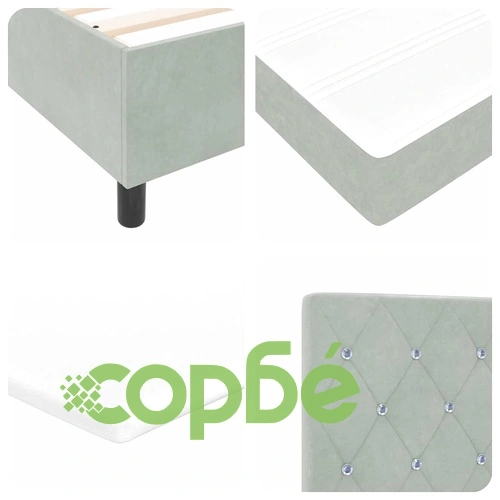 Легло с пружинирана основа и LED осветление светлосиво 120x190 см кадифе ➤ топ цена ➤ sorbe.bg