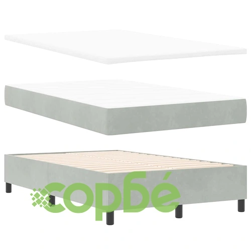 Легло с пружинирана основа и LED осветление светлосиво 120x190 см кадифе ➤ топ цена ➤ sorbe.bg