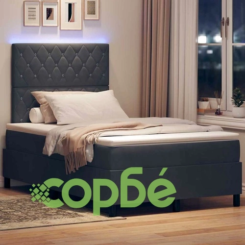Легло с пружинирана основа и матрак тъмносиво 120x200 см кадифе с LED осветление ➤ топ цена ➤ sorbe.bg
