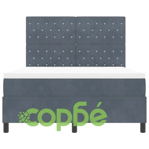 Легло с пружинирана основа и матрак тъмносиво 140x190 см кадифе с LED осветление ➤ топ цена ➤ sorbe.bg