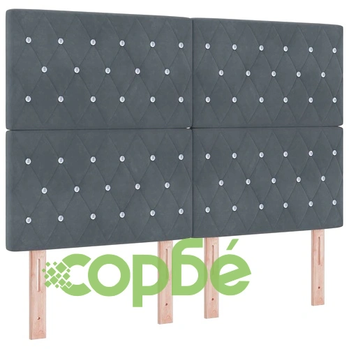 Легло с пружинирана основа и матрак тъмносиво 140x190 см кадифе с LED осветление ➤ топ цена ➤ sorbe.bg